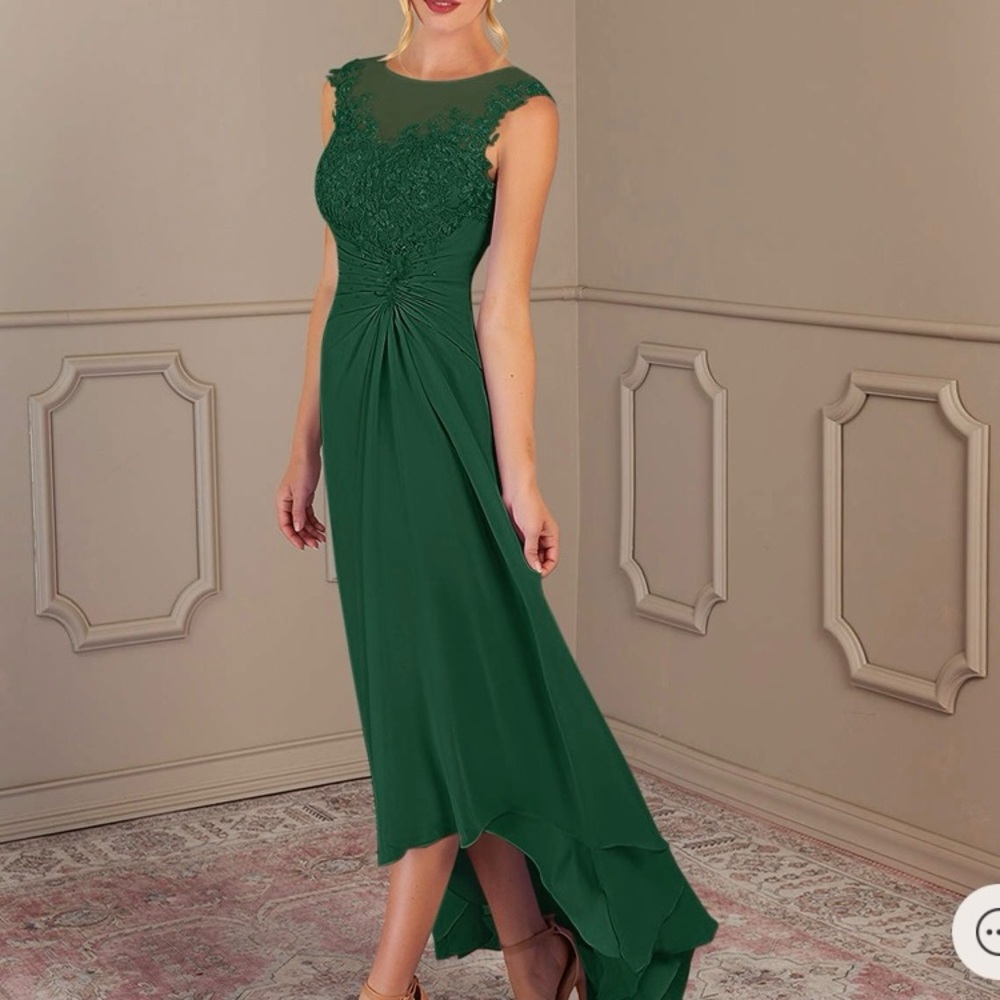 Azazie Endora dress in dark green. Size 8,  Brand new, with tags.